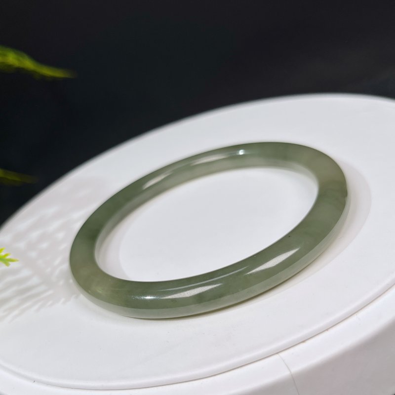 和田玉手镯59MM 新疆青玉青色料玉手环 附证书 细腻温润 复古清雅 - 手链/手环 - 玉石 绿色