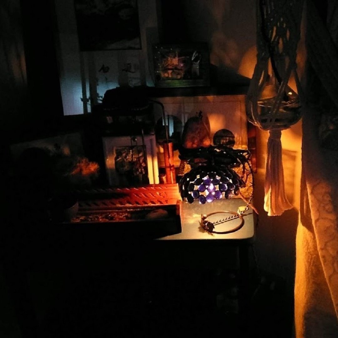 蓝色的手工玻璃镶嵌小台灯 复古造型 Stained glass table lamp - 灯具/灯饰 - 玻璃 蓝色