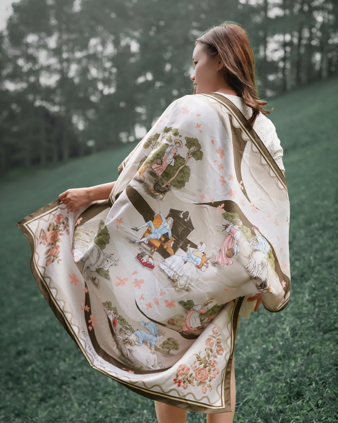 The Milkmaid 围巾式外罩 en Rose 经典款 110x110厘米 - 围巾/披肩 - 丝．绢 粉红色
