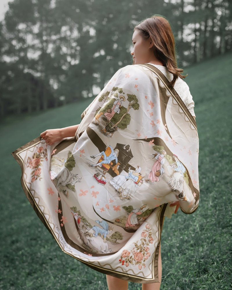 The Milkmaid 围巾式外罩 en Rose 经典款 110x110厘米 - 围巾/披肩 - 丝．绢 粉红色