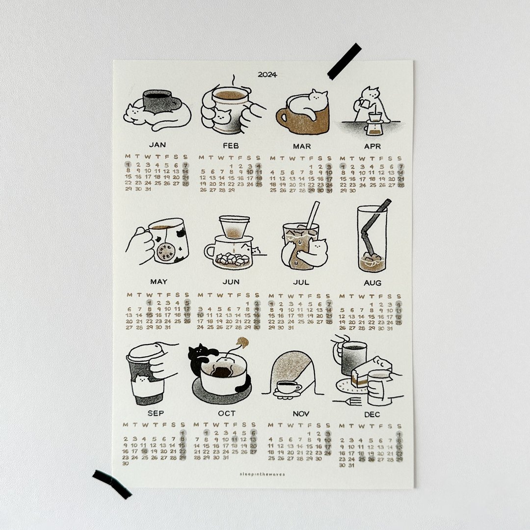 2024 Calendar |  孔版印刷年历 - 年历/台历 - 纸 