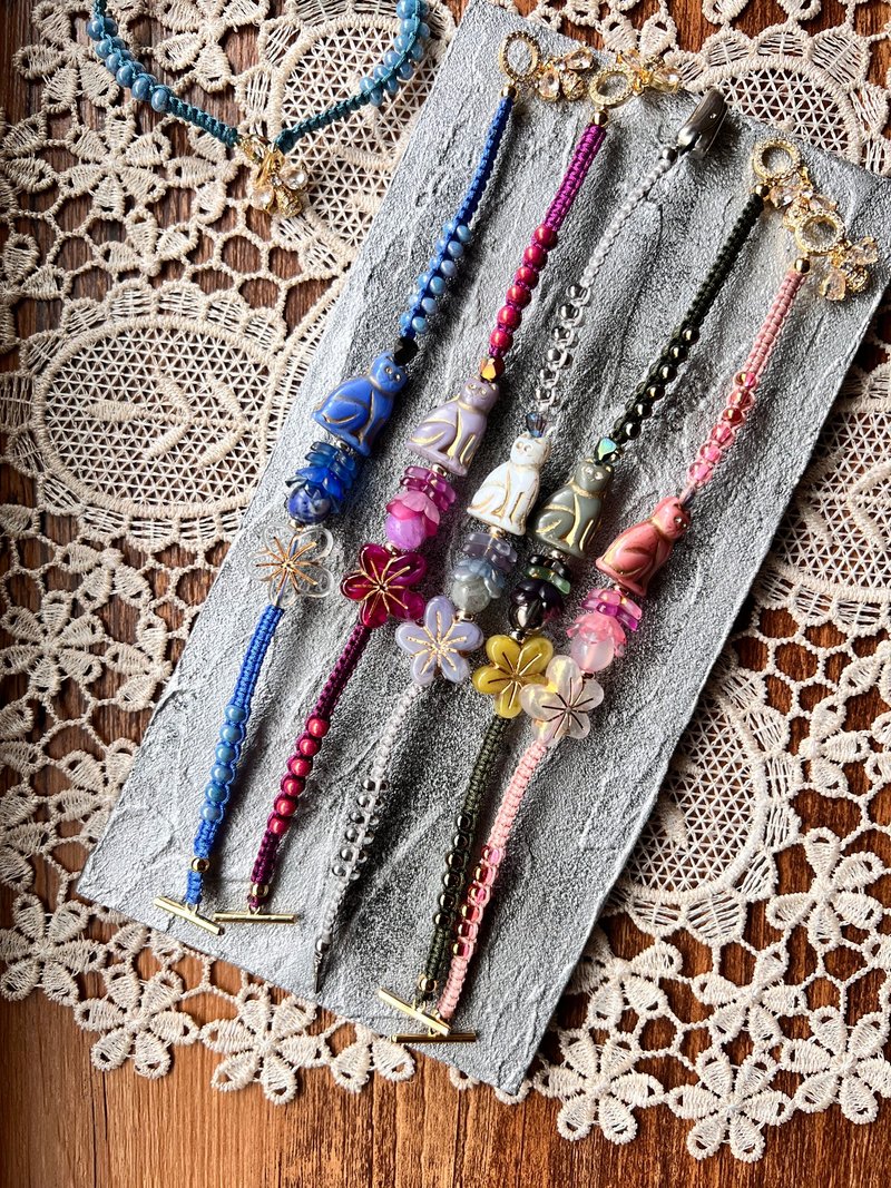 喵呜！捷克玻璃猫咪造型手链 - 手链/手环 - 其他材质 多色