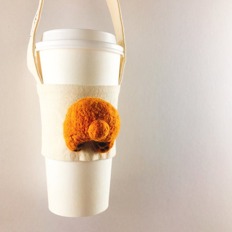 红贵宾屁屁 羊毛毡 环保杯套 环保杯袋 免费姓名刺绣 - 随行杯提袋/水壶袋 - 羊毛 