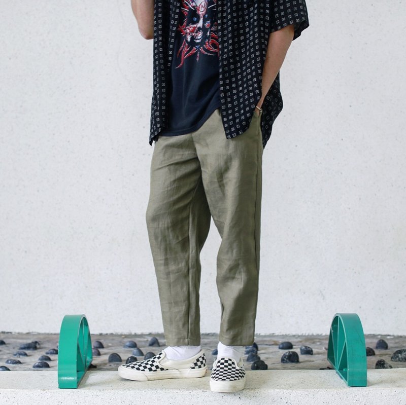 麻质宽松easy pants - 中性裤装 - 棉．麻 