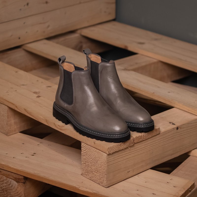 马丁雀尔喜_迷雾灰 不分男女 情侣鞋 35~47 大尺码 - 女款短靴 - 真皮 灰色