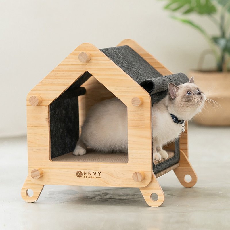 ENVY COLLECTION 森林小木屋猫窝-橡胶木 / 猫屋 猫抓板 睡床 - 床垫/笼子 - 木头 