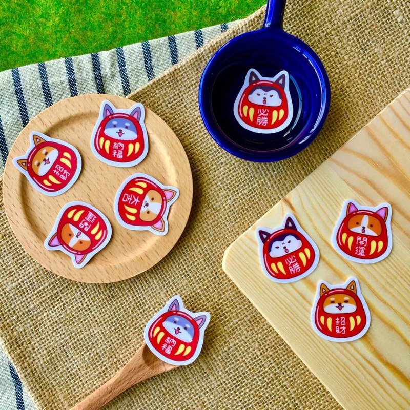 汪汪达摩–迷你防水贴纸包  SSS007 - 贴纸 - 防水材质 红色