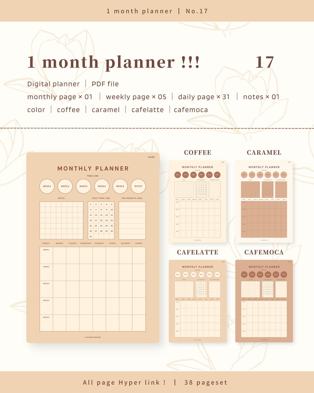 [Monthly planner / No.17 / vertical] Digital planner that can be used repeatedly every month - 其他数码商品 - 其他材质 