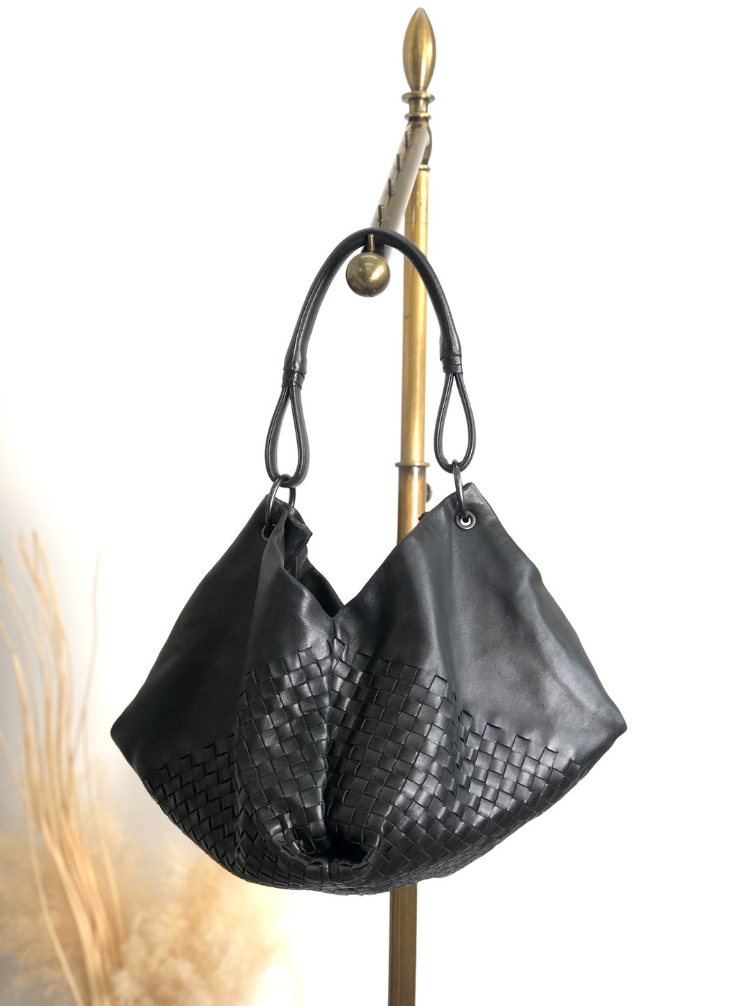 【日本直送，名牌二手包装】Bottega Veneta 单肩包黑皮革 Intrecciato 半肩包 旧款 68c8ji - 侧背包/斜挎包 - 真皮 黑色