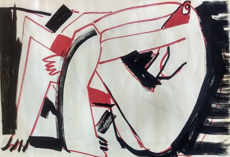黑红裸体立体主义抽象艺术作品 - 海报/装饰画/版画 - 纸 