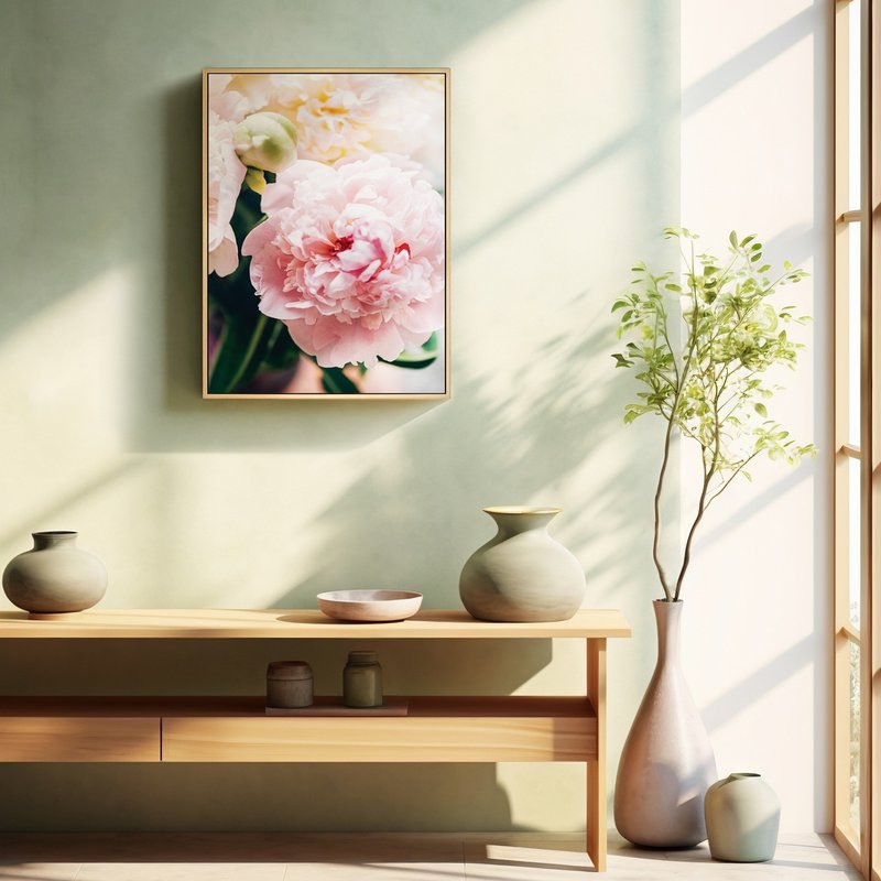 粉与白 • 牡丹I - 招福吉祥花卉挂画/高贵典雅花卉摄影装饰画 - 海报/装饰画/版画 - 棉．麻 粉红色