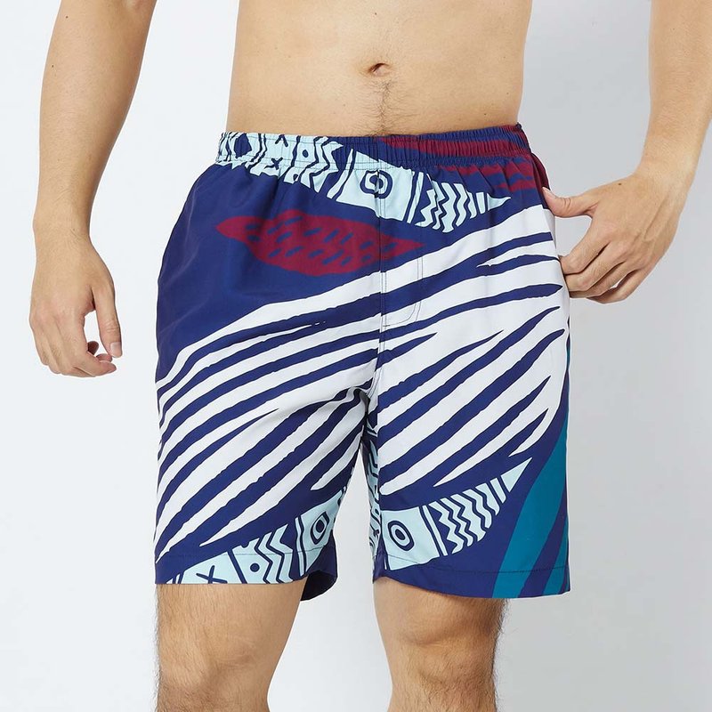 【图腾系列】大飞鱼休闲海滩裤中性款 - 男士短裤 - 聚酯纤维 蓝色