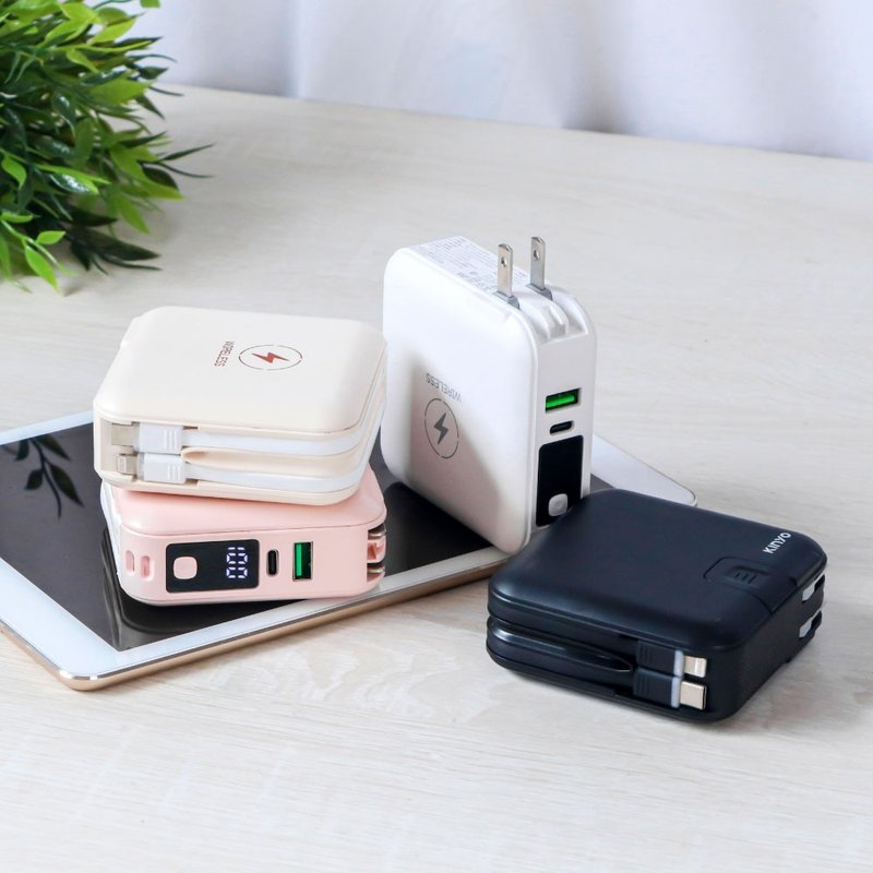 KINYO 12000mAh 7in1双线夹心万用充 KPB-2650 - 充电宝/传输线 - 塑料 白色
