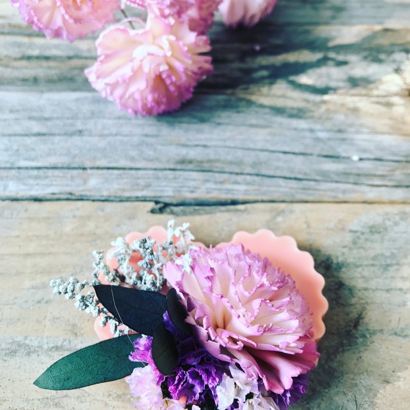 康乃馨蓪草香砖/居家摆饰/送礼/母亲节礼物/嬷嬷妈妈生日礼物 - 香薰/精油/线香 - 蜡 紫色