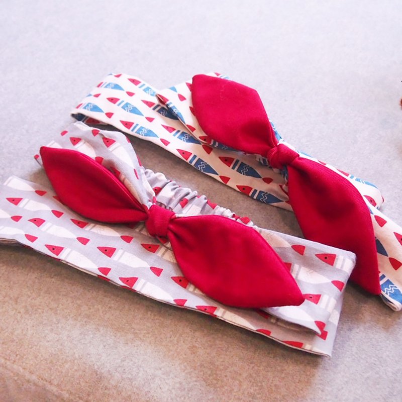 鱼款 2色 宽版发箍 蝴蝶结发箍 新娘发带 - 发饰 - 聚酯纤维 红色