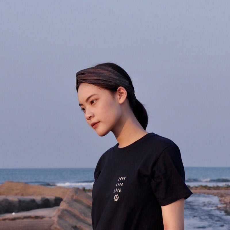 宁静的海     宽版 黑色丝光纹 棉布发带 - 发饰 - 棉．麻 黑色