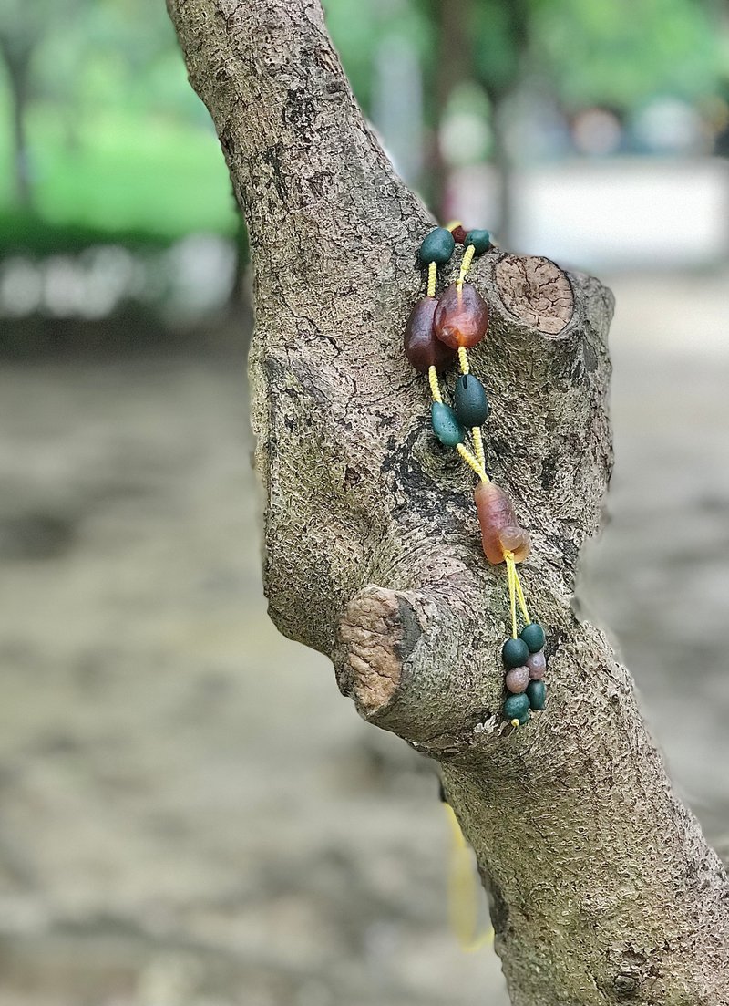 红溏心玛瑙碧玉编织项链 - 项链 - 石头 多色
