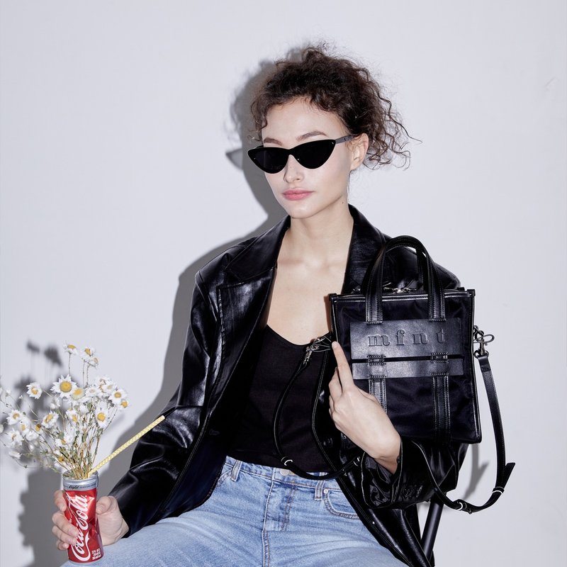 Camille 酷黑三用托特包 (HD 尼龙 + 意大利牛皮) - 手提包/手提袋 - 其他材质 黑色