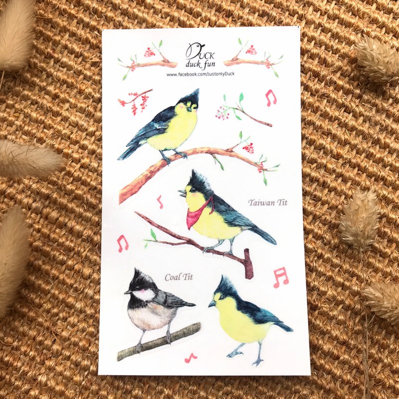 雀跃高歌 鸟类山雀 贴纸 - 贴纸 - 纸 灰色
