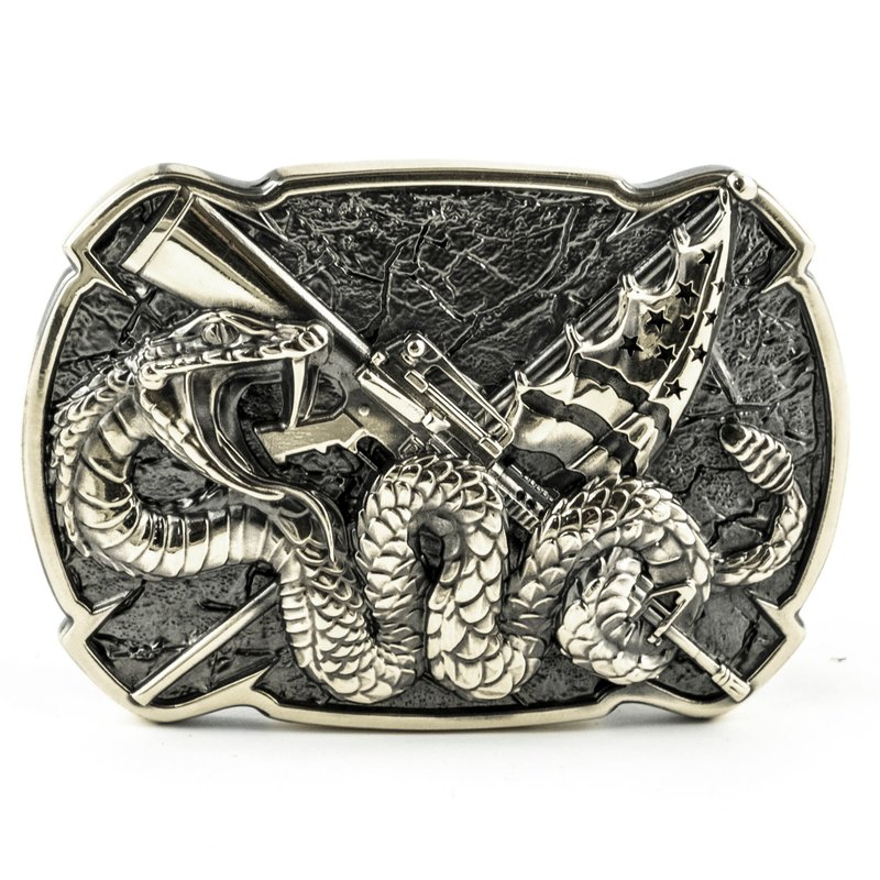 Land of the free，实心镍银皮带头，西部牛仔，美国风格皮带 - 皮带/腰带 - 其他材质 银色