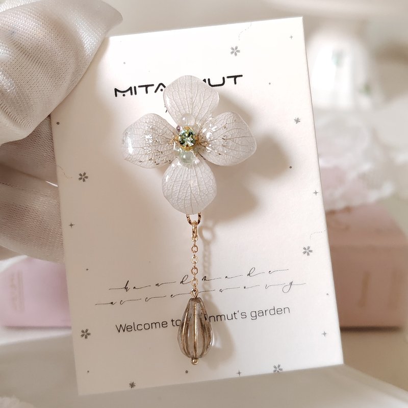 知美Mitanmut  夏竹 日系干燥花仙气原创小众真花手作胸针胸花 - 胸针 - 植物．花 白色