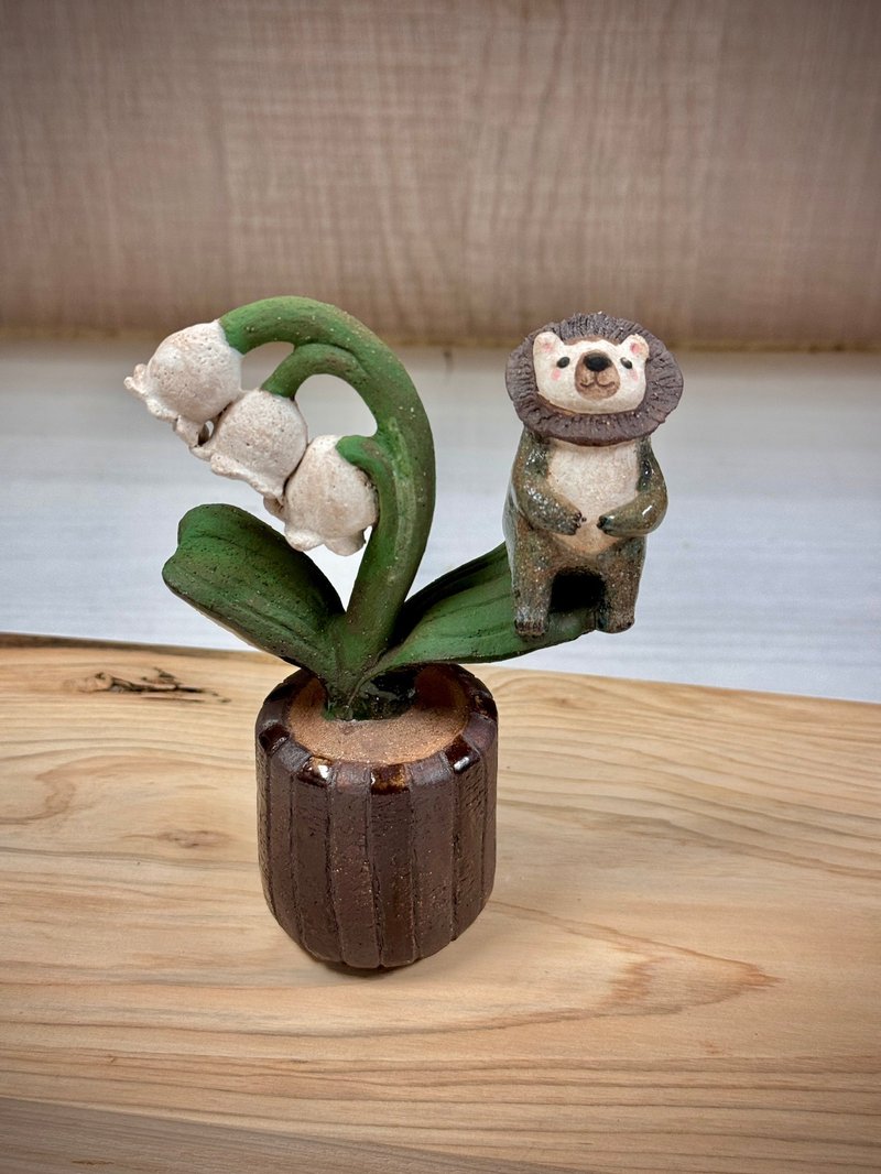 木白.小狮子与铃兰花 - 玩偶/公仔 - 陶 绿色