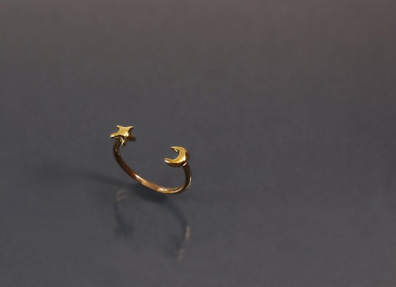 图像系列-小星星月亮黄铜戒 - 戒指 - 铜/黄铜 红色
