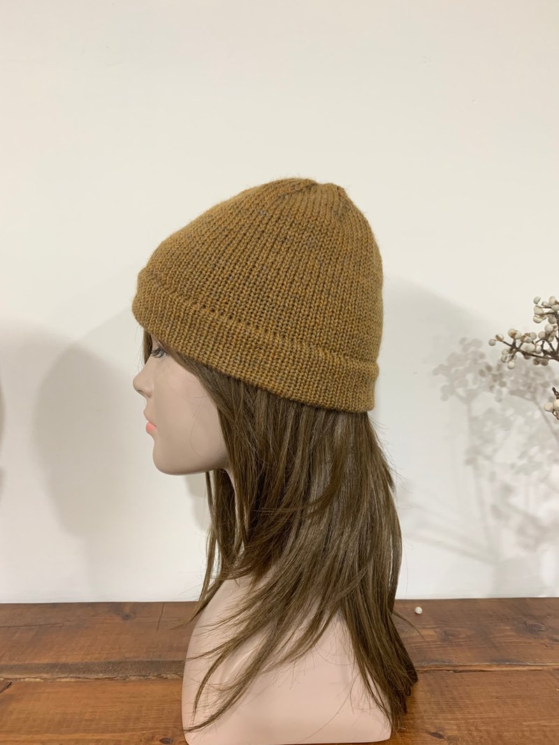 手作毛线帽。。中性基本款。水兵帽。西瓜皮帽。赭色 - 帽子 - 羊毛 咖啡色