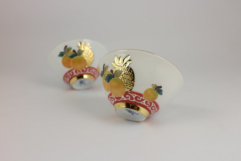 纯手绘茶杯-吉利旺来对杯(大饮杯)-红底 - 茶具/茶杯 - 瓷 红色