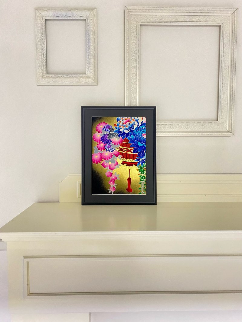 The art panel made from Japanese bride Kimono　 Vintage Kimono fabric　33 - 墙贴/壁贴 - 丝．绢 黑色