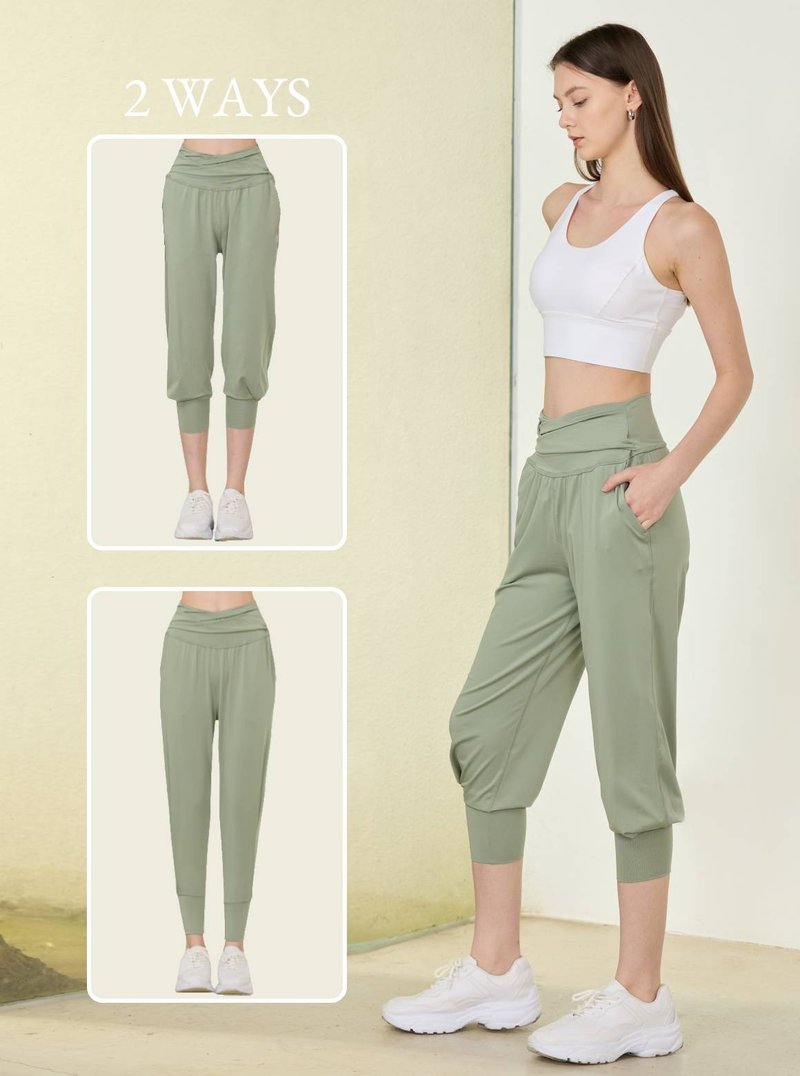 【S2N】SMALL TALK 斜折两穿休闲裤_Sage Green B516 - 女装瑜珈服 - 尼龙 绿色
