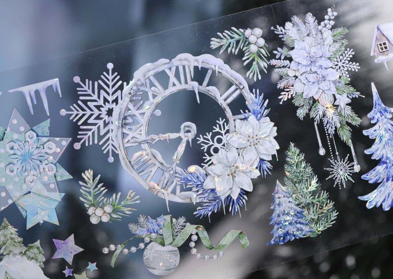 小雪村 冰雪奇緣 實用造景 PET 紙膠帶 貝殼光 10米卷 巨畫幅 - 纸胶带 - 其他材质 多色