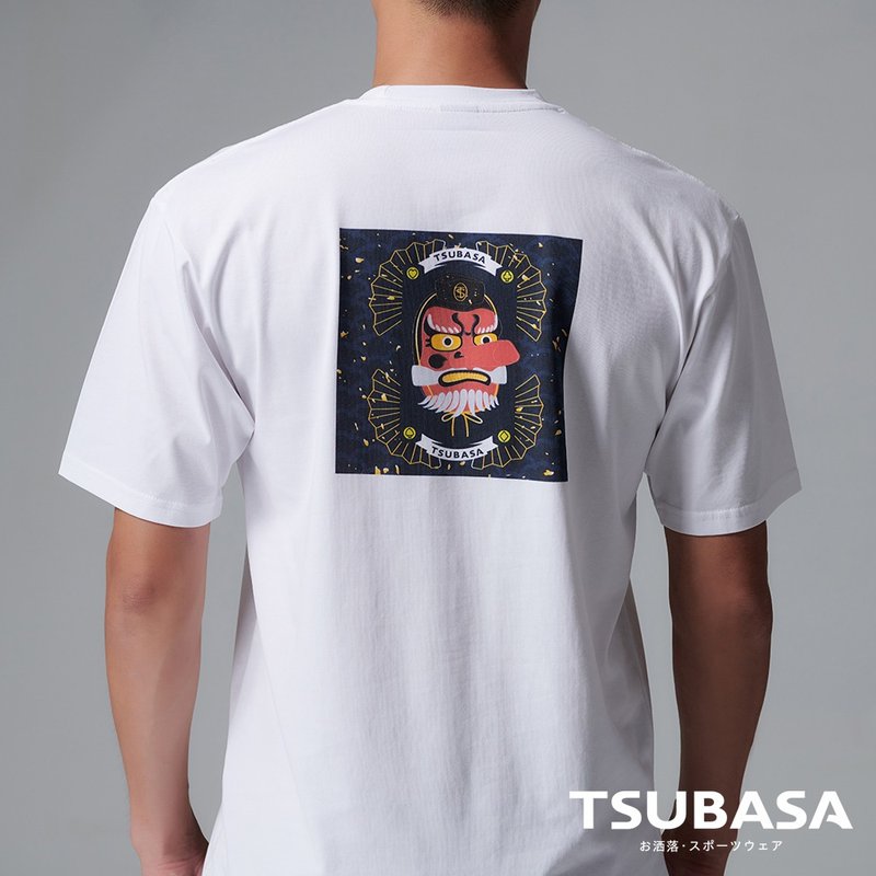 YAMATO联名款 圆领白T-shirt 天狗图案 情侣装 短袖 - 男装上衣/T 恤 - 棉．麻 白色