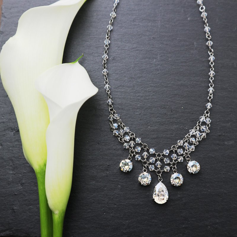 Crystal glass beads Necklace / Swarovski crystal necklace - 项链 - 玻璃 透明