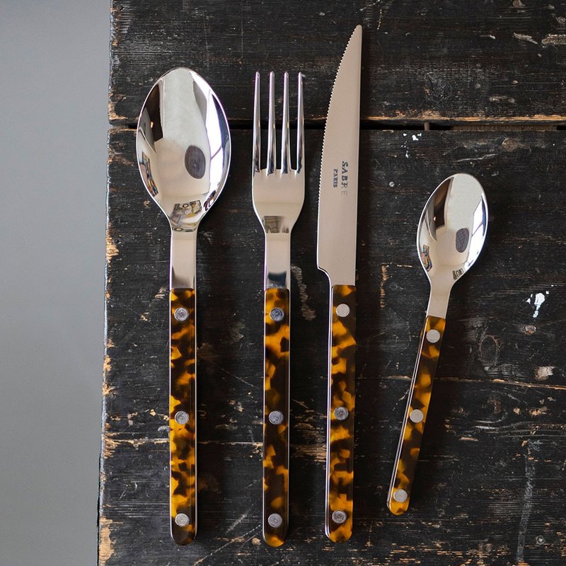 Sabre Paris-Bistrot复古酒馆-亮面不锈钢主餐汤匙-玳瑁 - 餐刀/叉/匙组合 - 其他金属 咖啡色