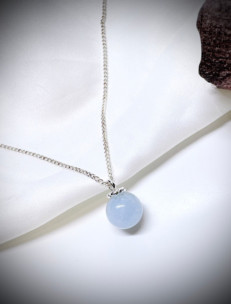 C&W 天然精选大颗粒海蓝宝吊坠s925纯银项链长版毛衣链 - 项链 - 玉石 银色