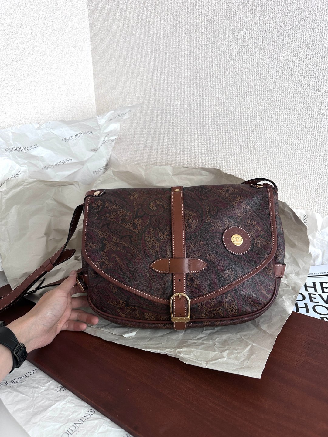 中古包 VALENTINO 华伦天奴 火腿型双子星包 - 手提包/手提袋 - 其他材质 咖啡色