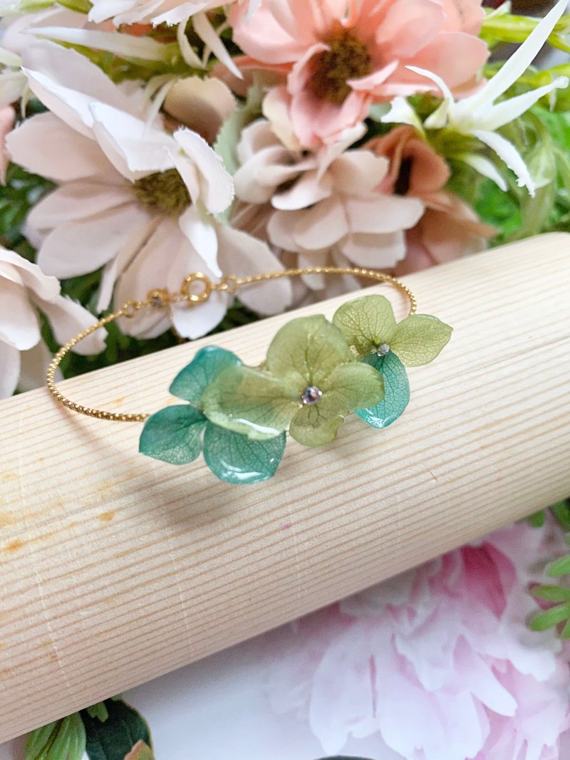 真花花朵手镯 立体真花手鈪绿色系 姊妹礼 伴娘礼 - 手链/手环 - 植物．花 绿色