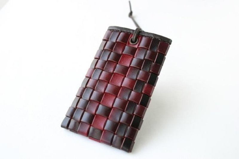 手染皮革 编织风识别证套 - 红色 - 证件套/卡套 - 真皮 红色