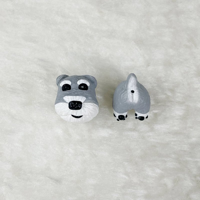 雪纳瑞头/屁股 - 耳环/耳夹/领针/口罩磁扣/项链/戒指 - 耳环/耳夹 - 其他材质 