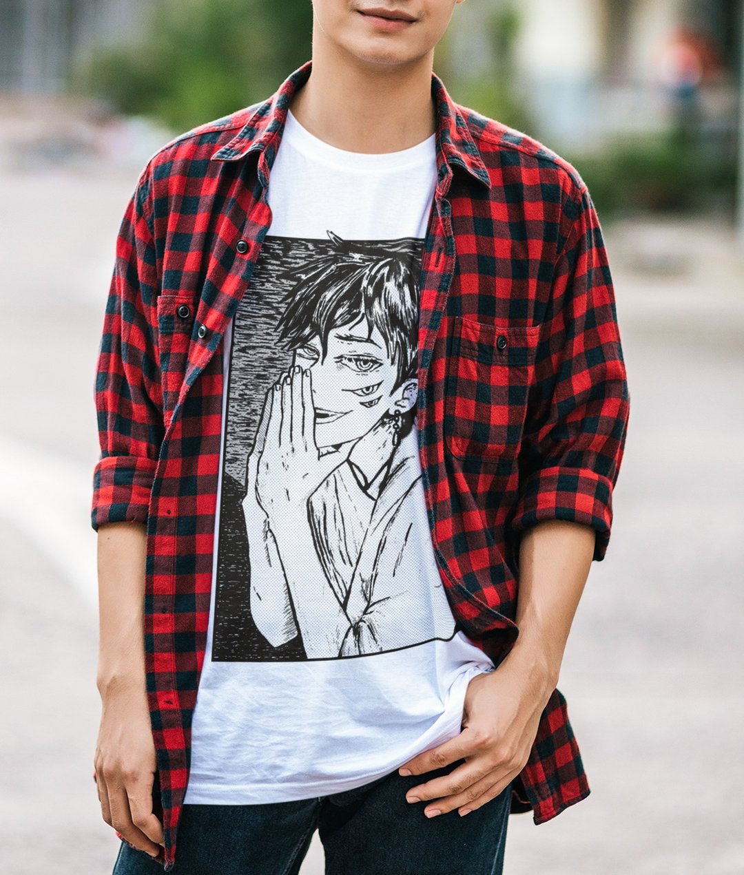 Anime Demon Boy 100% Cotton Unisex T-Shirt - 男装衬衫 - 棉 多色