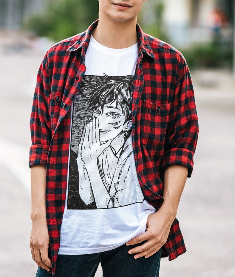 Anime Demon Boy 100% Cotton Unisex T-Shirt - 男装衬衫 - 棉．麻 多色