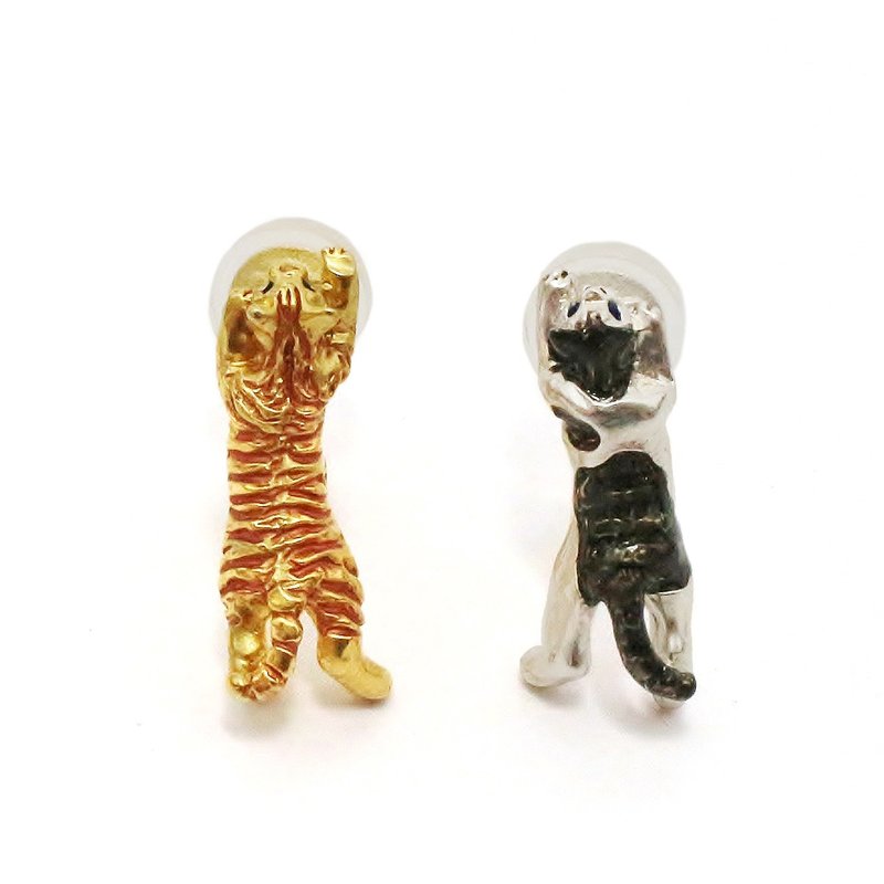 Thrilling Cat Earring thrilling cat Clip-On EA091 - 耳环/耳夹 - 其他金属 咖啡色