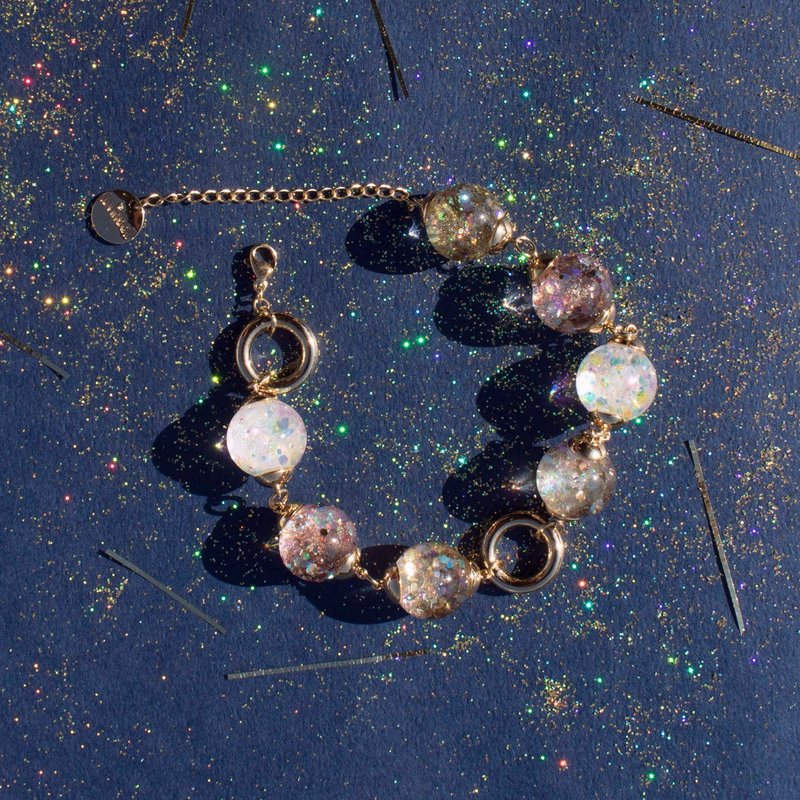 Glam Gold Snowball Bracelet - 手链/手环 - 玻璃 
