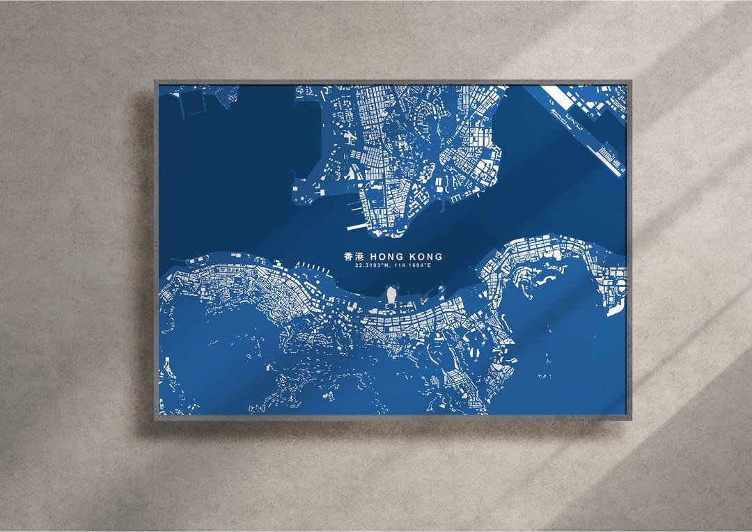 香港密度蓝图 — 地图艺术海报 - 海报/装饰画/版画 - 纸 