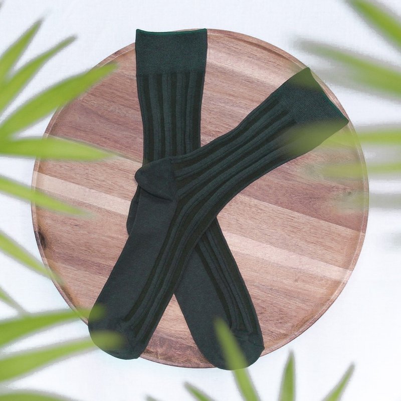 干燥感・机能美学罗纹袜∣抑菌∣军服橄榄绿∣25-28 cm∣双针筒 - 袜子 - 棉．麻 绿色