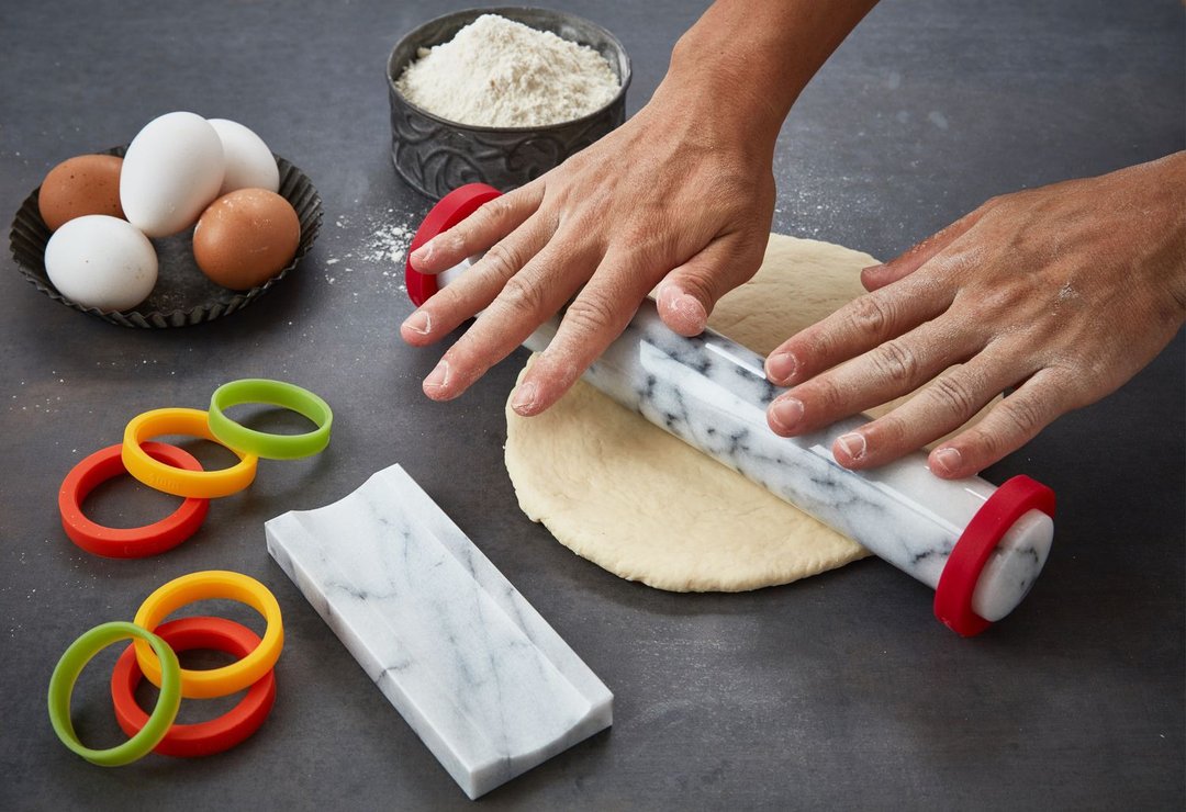 天然大理石可调厚度直式面棍 - 厨房用具 - 石头 白色