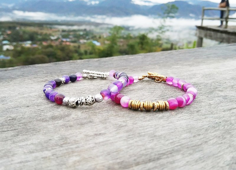 暗夜幻梦-绯色之爱 情侣男款手链 天然石手创 极简 个性化 七夕  - 手链/手环 - 宝石 紫色