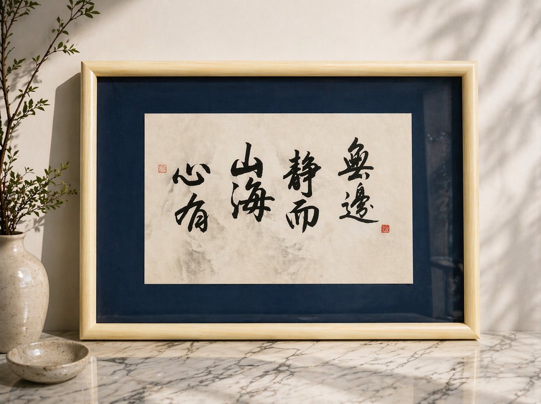【书法挂画】心有山海 静而无边 (46.5X32cm) - 海报/装饰画/版画 - 纸 