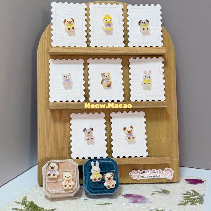 可爱的小动物滴胶耳钉_单只 - 耳环/耳夹 - 其他材质 多色